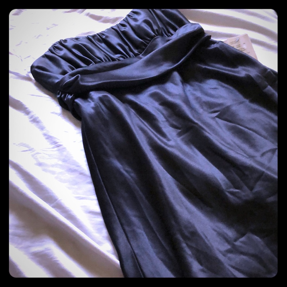 🖤NWT Romantic Goth Black Satin Strapless Cocktail LBD Size 12‎